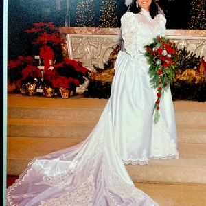 Wedding dress professionally preserved.